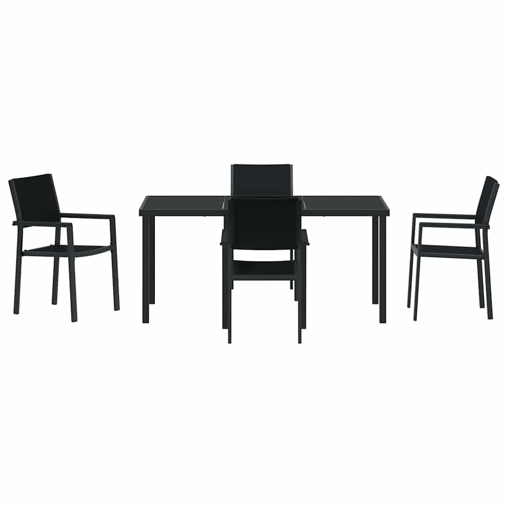 Garten Essgruppe 5 pcs Schwarz Pulverbeschichteter Stahl