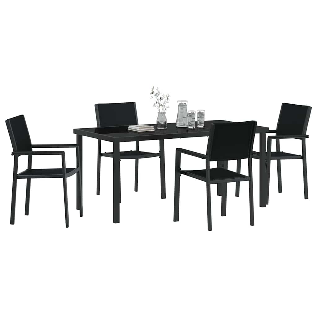 Garten Essgruppe 5 pcs Schwarz Pulverbeschichteter Stahl