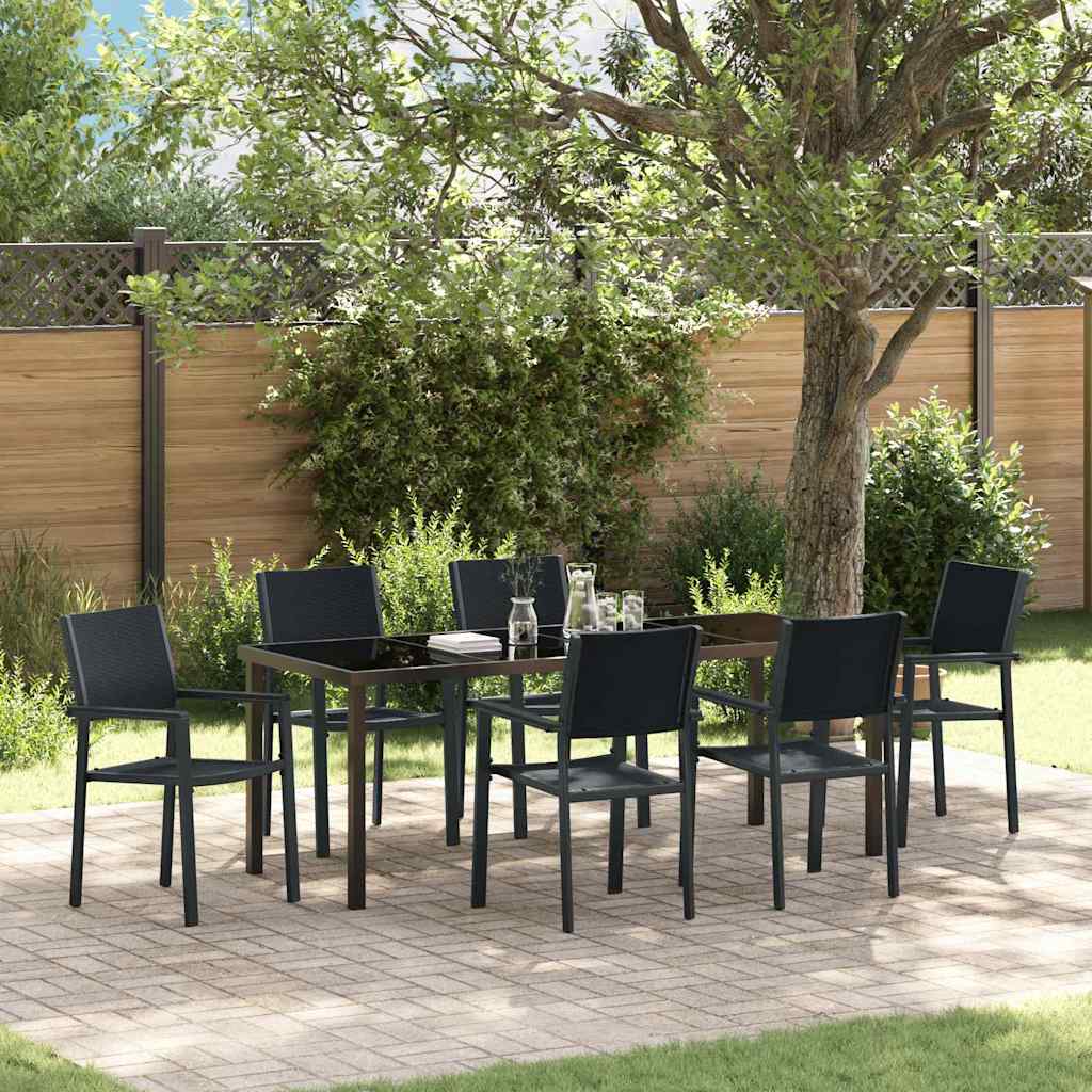 Garten Essgruppe 7 pcs Schwarz Pulverbeschichteter Stahl