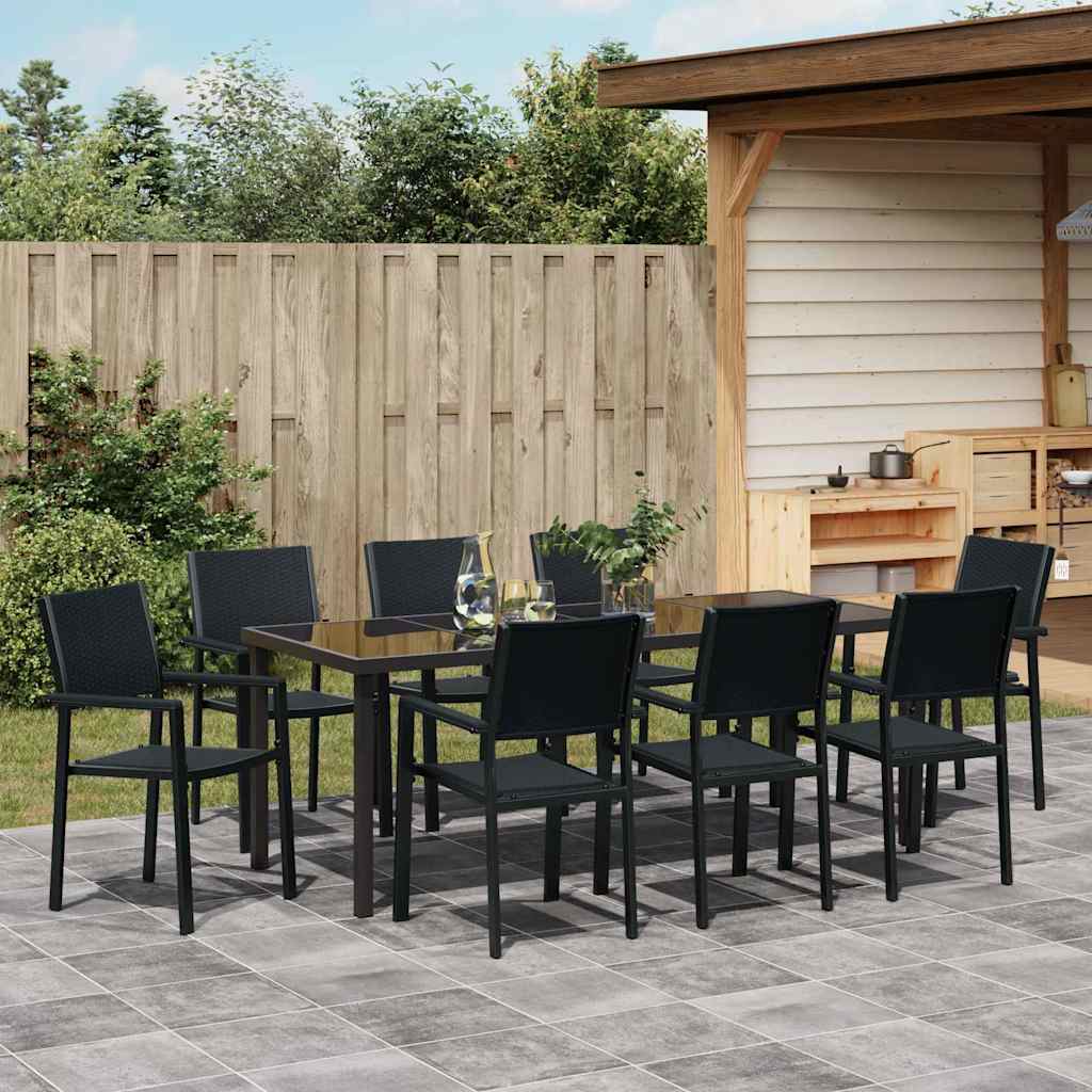 Garten Essgruppe 9 pcs Schwarz Pulverbeschichteter Stahl