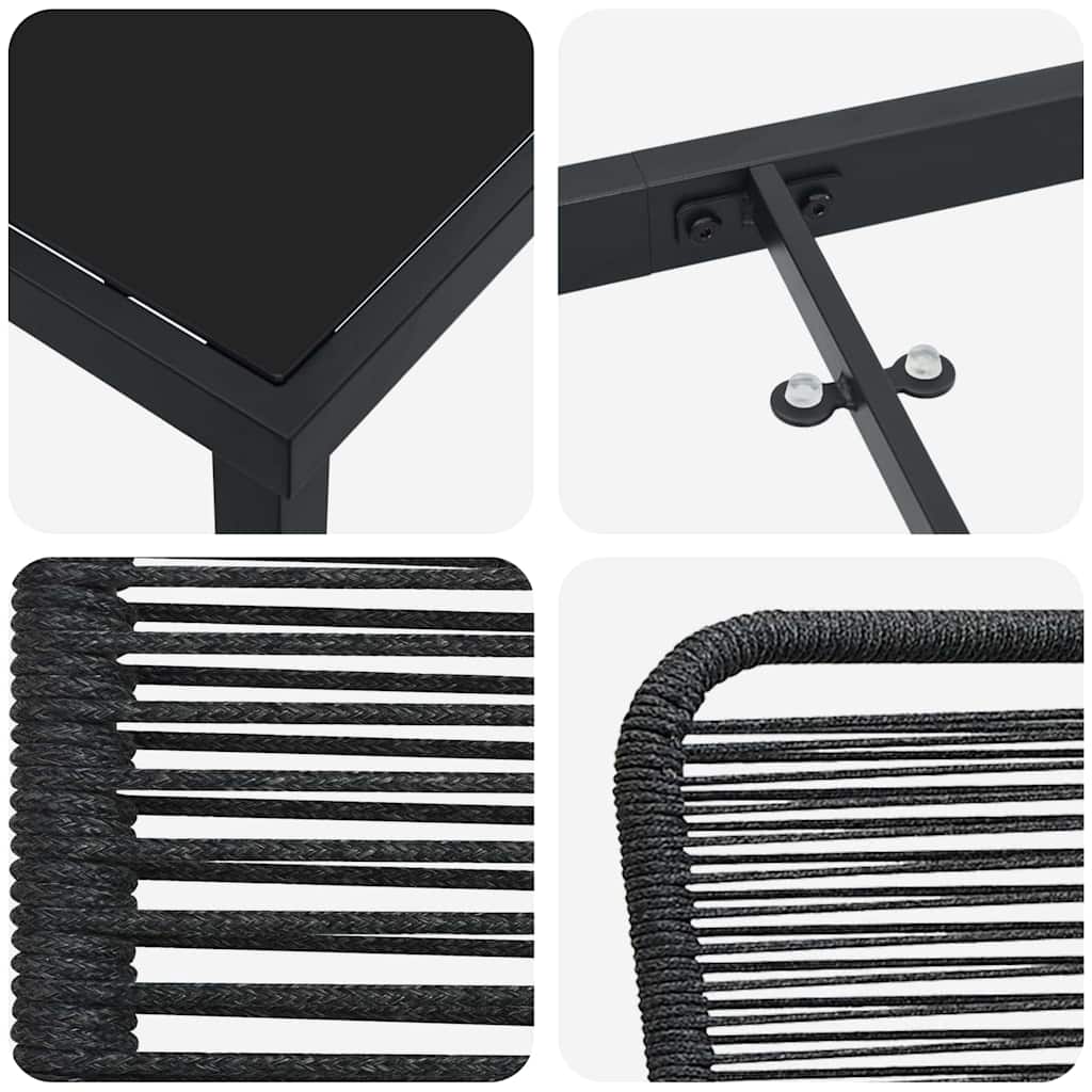 Garten Essgruppe 3 pcs Schwarz Pulverbeschichteter Stahl