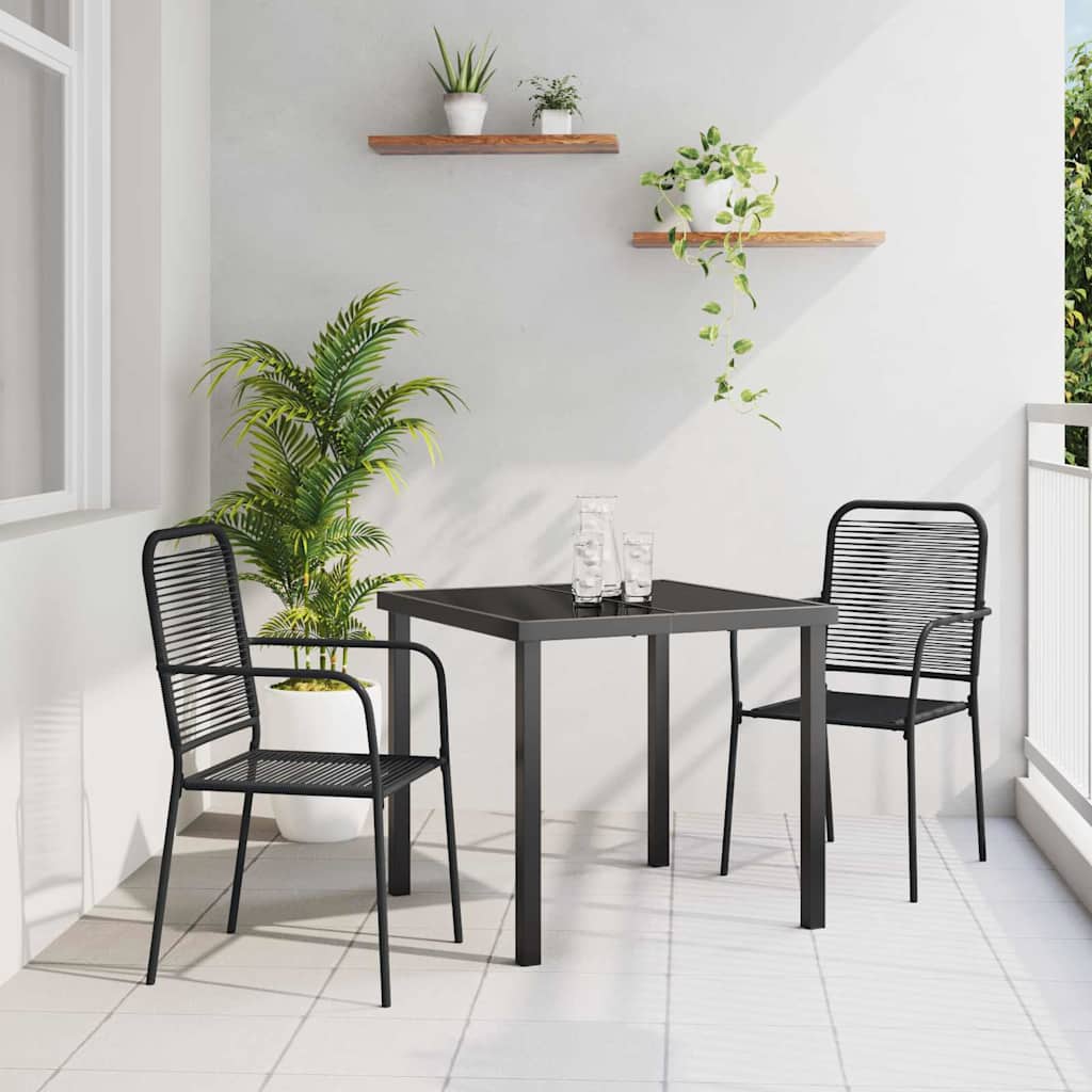Garten Essgruppe 3 pcs Schwarz Pulverbeschichteter Stahl