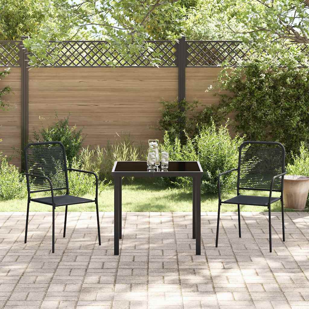 Garten Essgruppe 3 pcs Schwarz Pulverbeschichteter Stahl