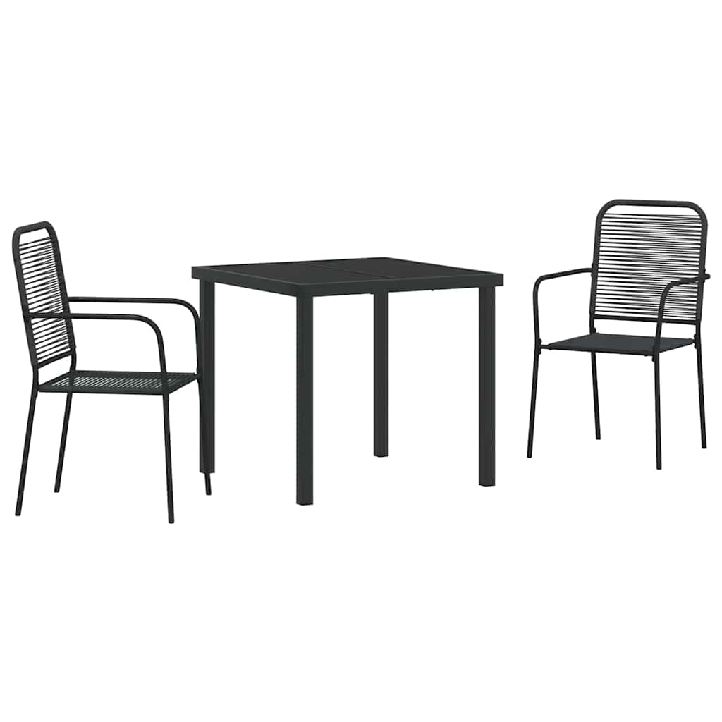 Garten Essgruppe 3 pcs Schwarz Pulverbeschichteter Stahl