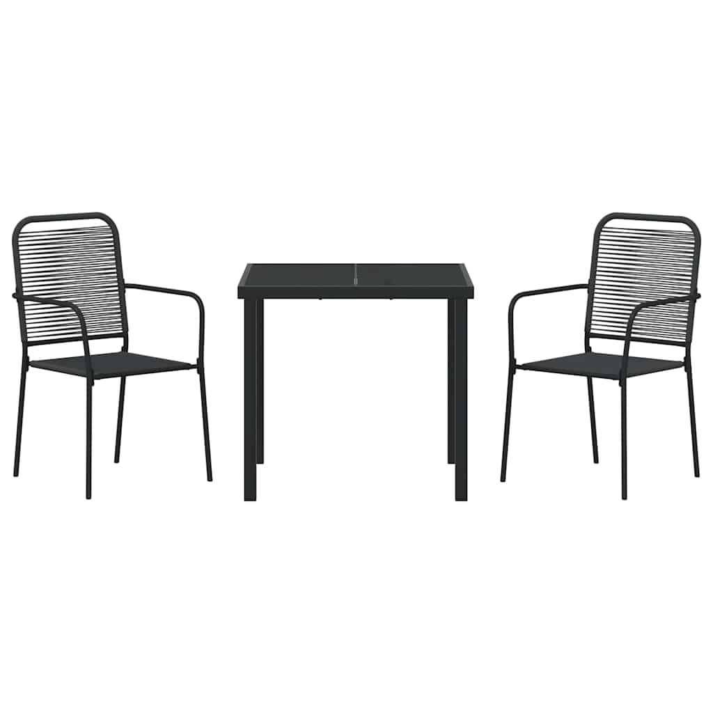 Garten Essgruppe 3 pcs Schwarz Pulverbeschichteter Stahl