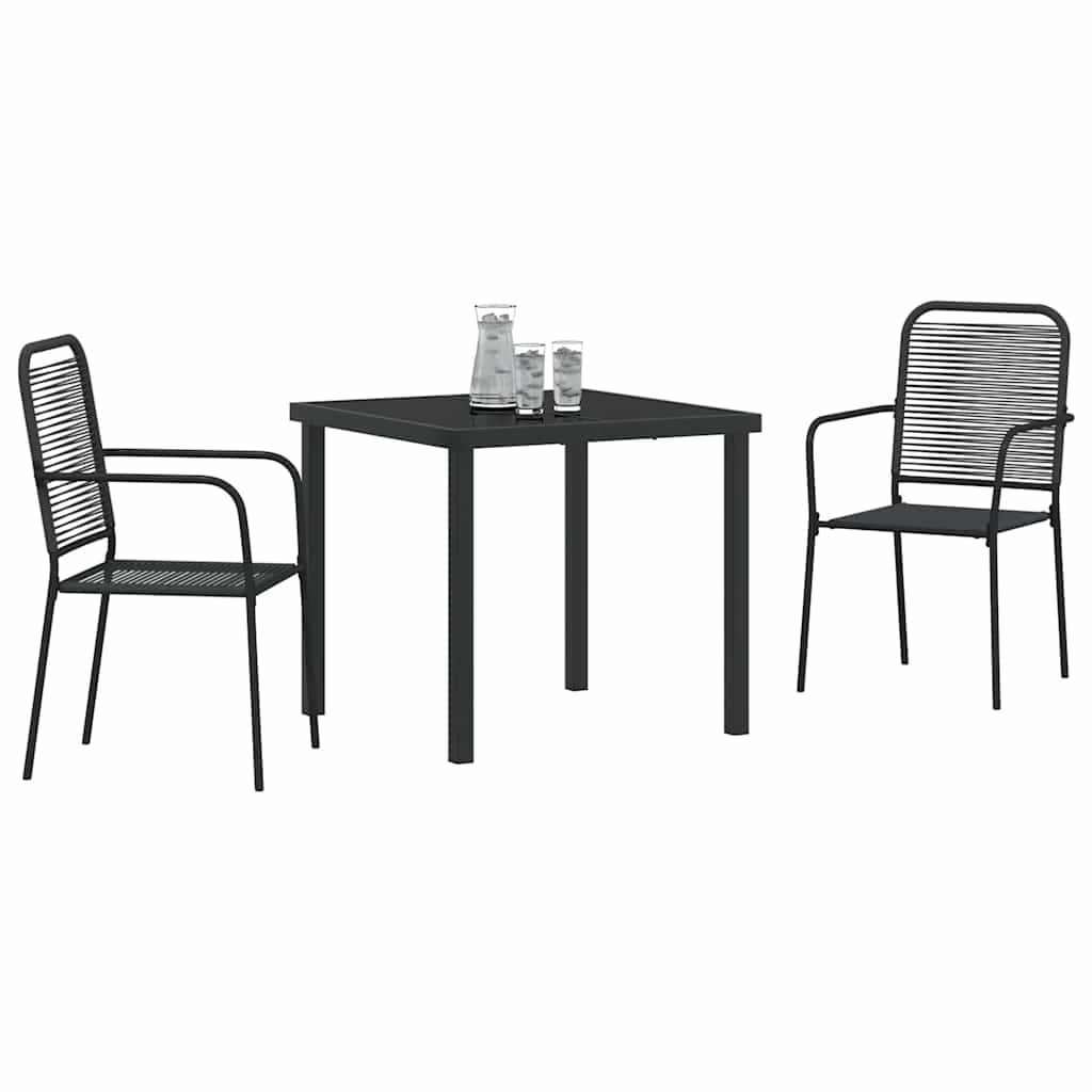 Garten Essgruppe 3 pcs Schwarz Pulverbeschichteter Stahl
