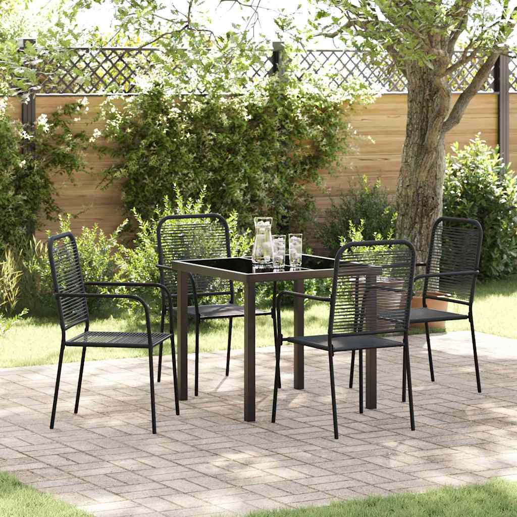 Garten Essgruppe 5 pcs Schwarz Pulverbeschichteter Stahl