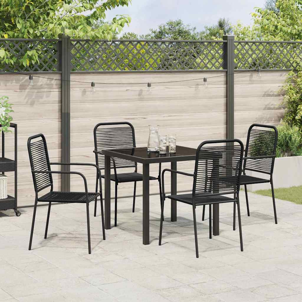 Garten Essgruppe 5 pcs Schwarz Pulverbeschichteter Stahl
