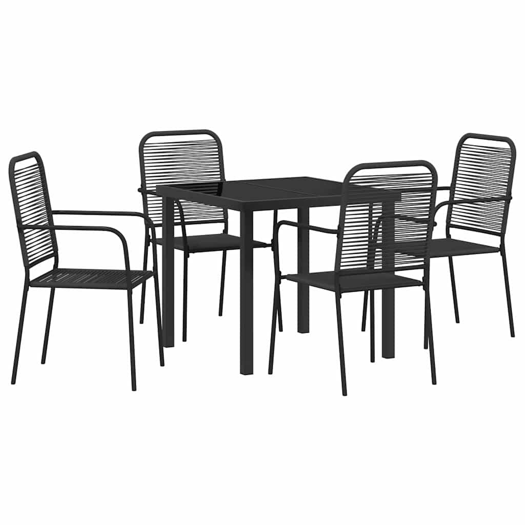 Garten Essgruppe 5 pcs Schwarz Pulverbeschichteter Stahl