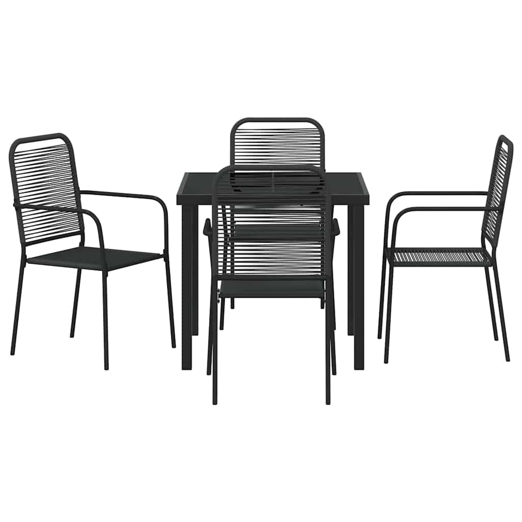 Garten Essgruppe 5 pcs Schwarz Pulverbeschichteter Stahl