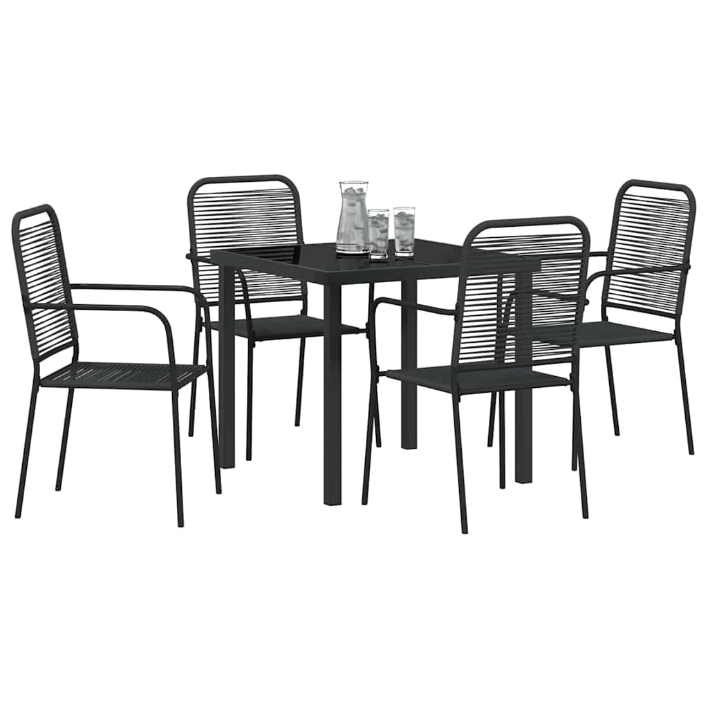 Garten Essgruppe 5 pcs Schwarz Pulverbeschichteter Stahl