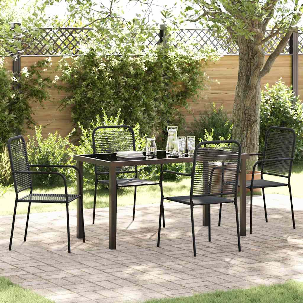 Garten Essgruppe 5 pcs Schwarz Pulverbeschichteter Stahl