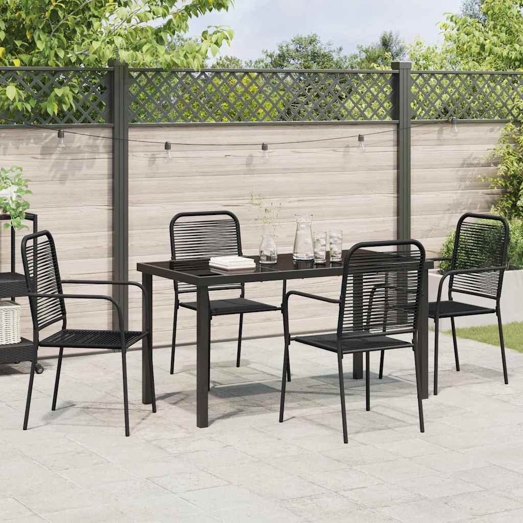 Garten Essgruppe 5 pcs Schwarz Pulverbeschichteter Stahl