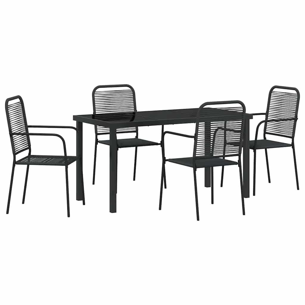 Garten Essgruppe 5 pcs Schwarz Pulverbeschichteter Stahl