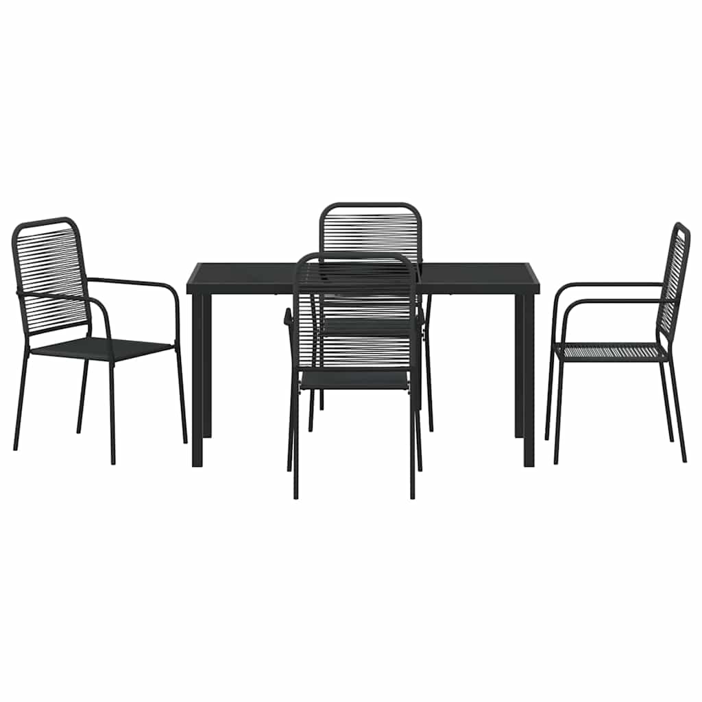Garten Essgruppe 5 pcs Schwarz Pulverbeschichteter Stahl