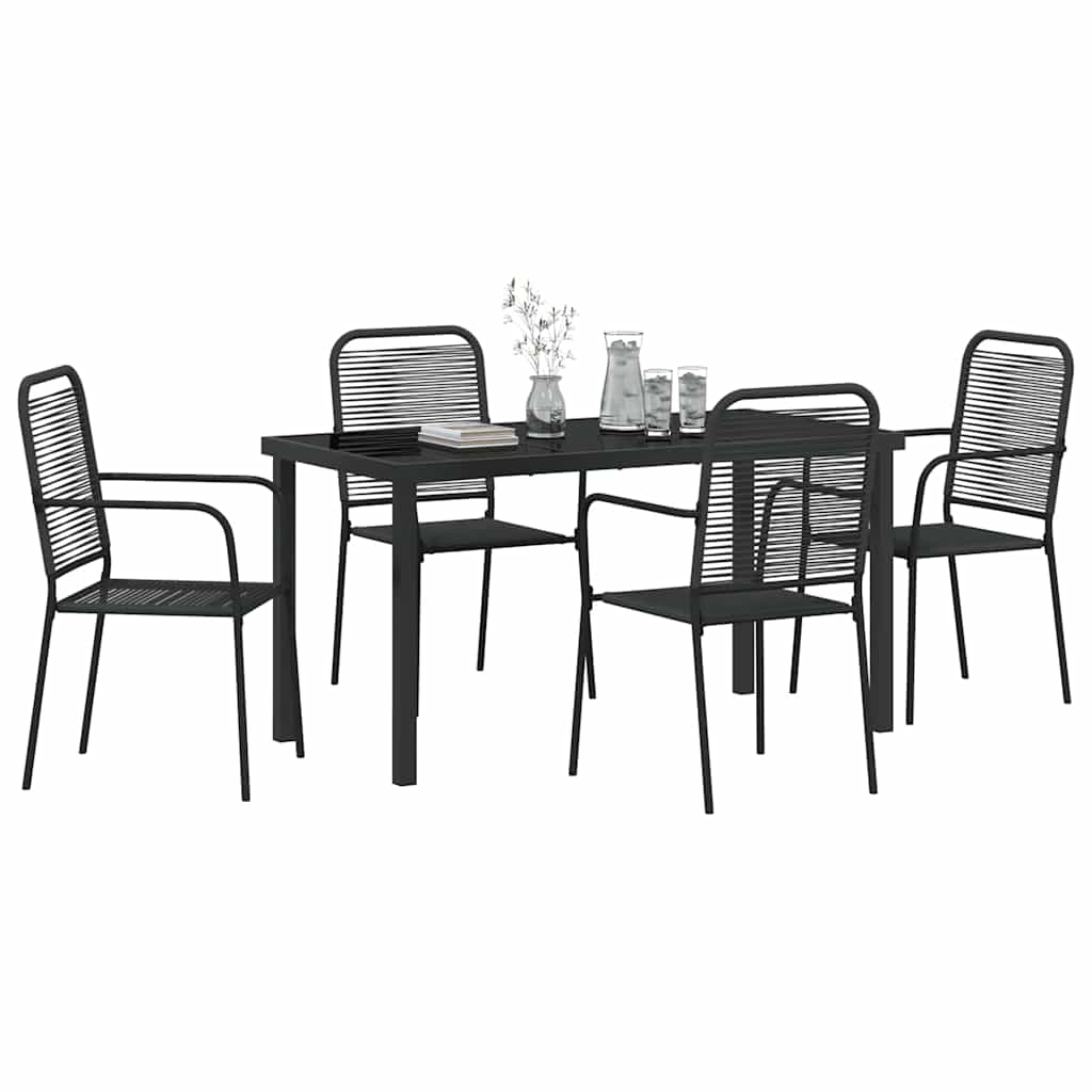 Garten Essgruppe 5 pcs Schwarz Pulverbeschichteter Stahl