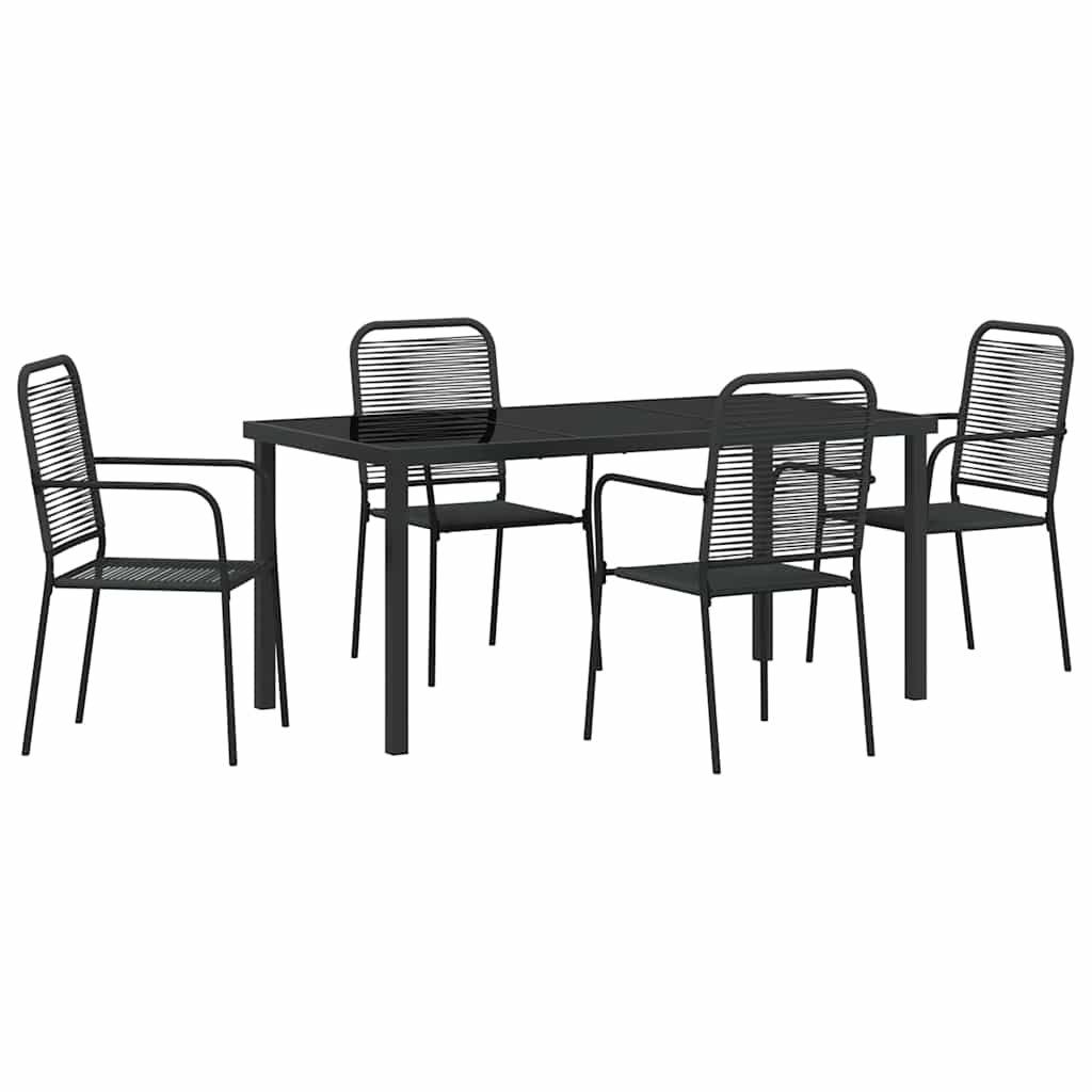 Garten Essgruppe 5 pcs Schwarz Pulverbeschichteter Stahl