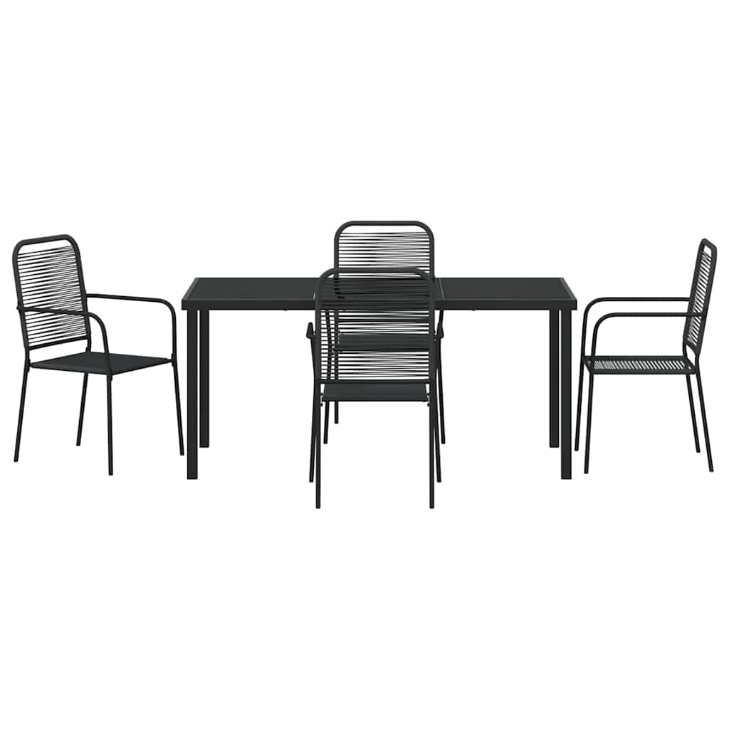 Garten Essgruppe 5 pcs Schwarz Pulverbeschichteter Stahl