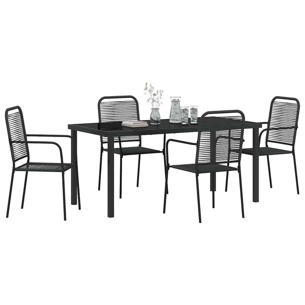 Garten Essgruppe 5 pcs Schwarz Pulverbeschichteter Stahl