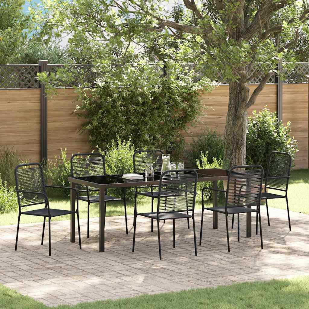 Garten Essgruppe 7 pcs Schwarz Pulverbeschichteter Stahl