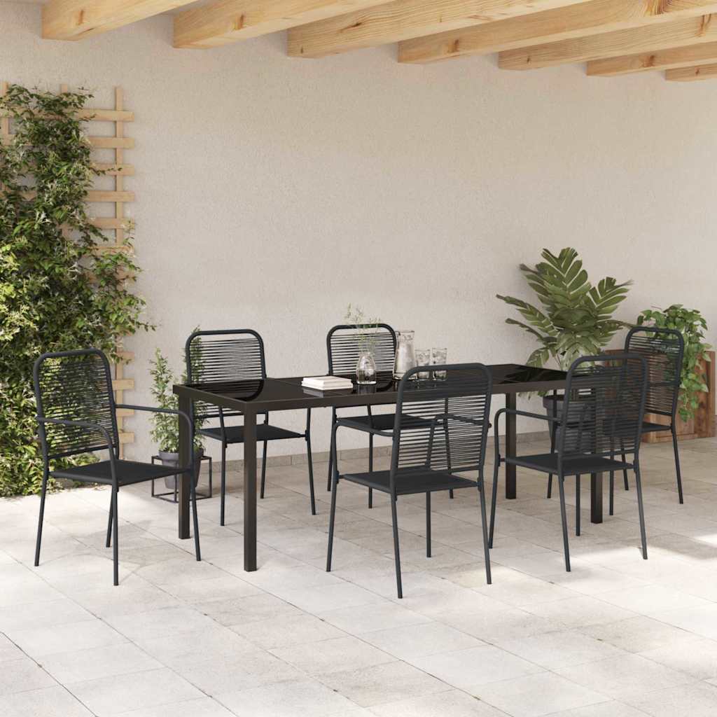 Garten Essgruppe 7 pcs Schwarz Pulverbeschichteter Stahl