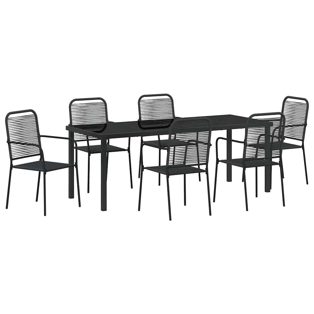 Garten Essgruppe 7 pcs Schwarz Pulverbeschichteter Stahl