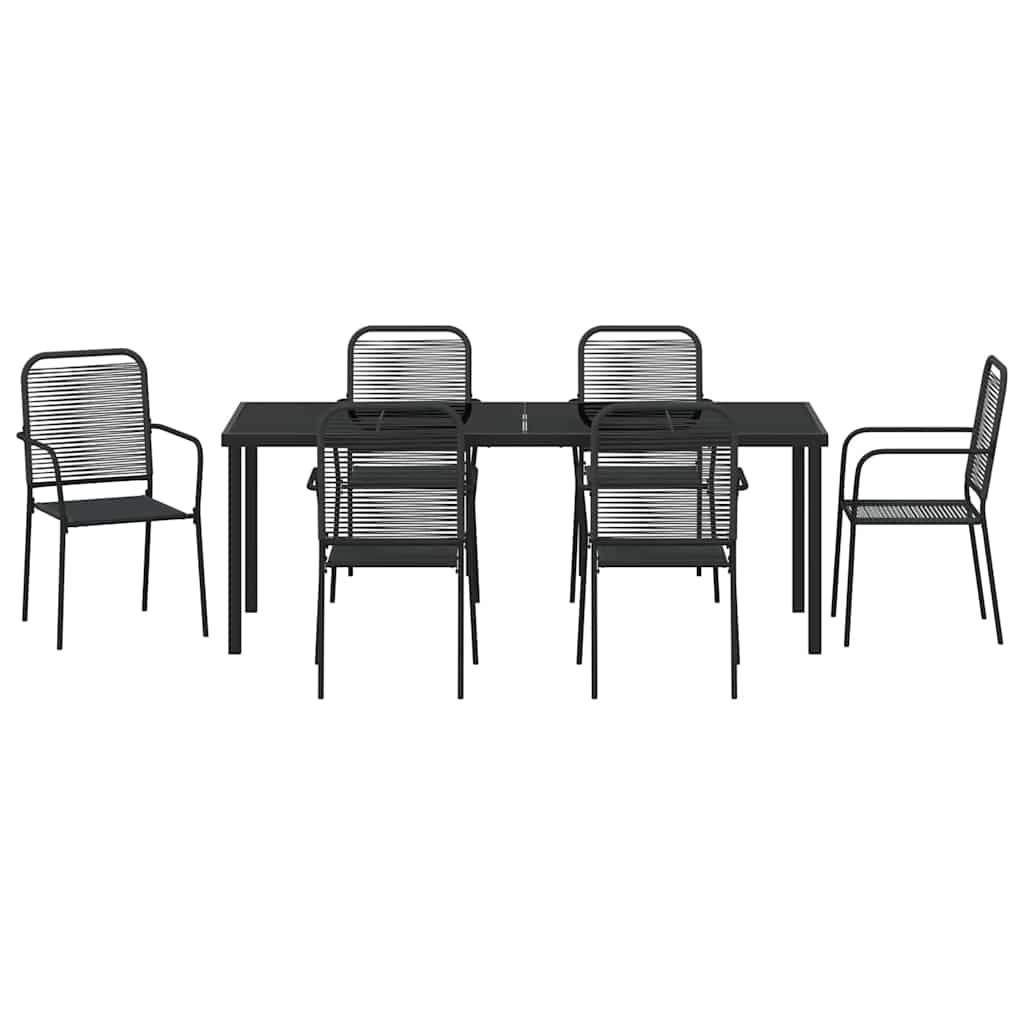 Garten Essgruppe 7 pcs Schwarz Pulverbeschichteter Stahl