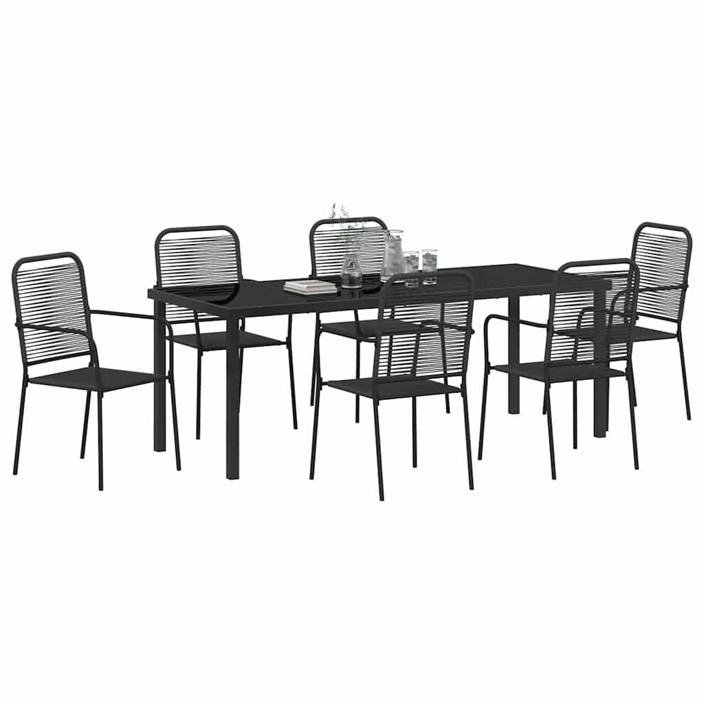 Garten Essgruppe 7 pcs Schwarz Pulverbeschichteter Stahl