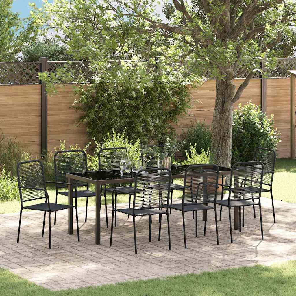 Garten Essgruppe 9 pcs Schwarz Pulverbeschichteter Stahl