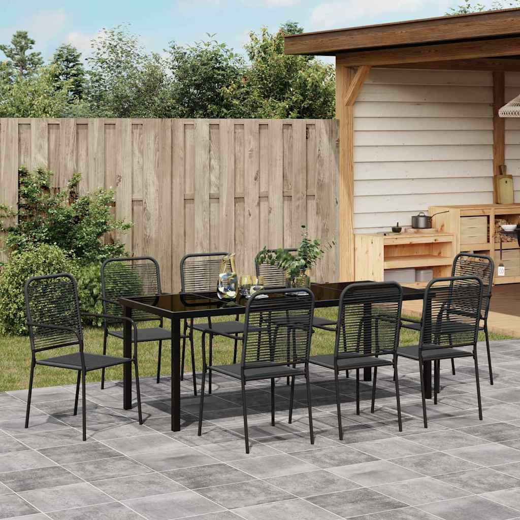 Garten Essgruppe 9 pcs Schwarz Pulverbeschichteter Stahl