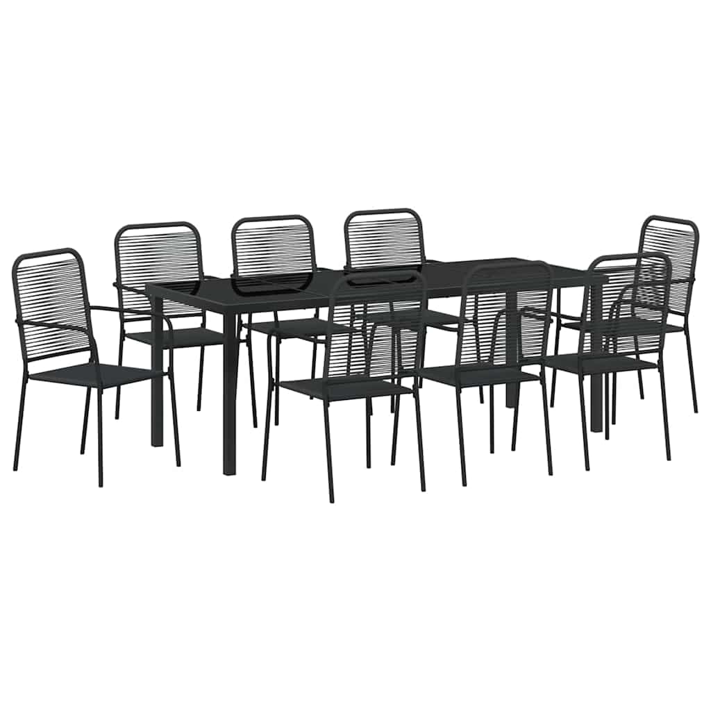 Garten Essgruppe 9 pcs Schwarz Pulverbeschichteter Stahl