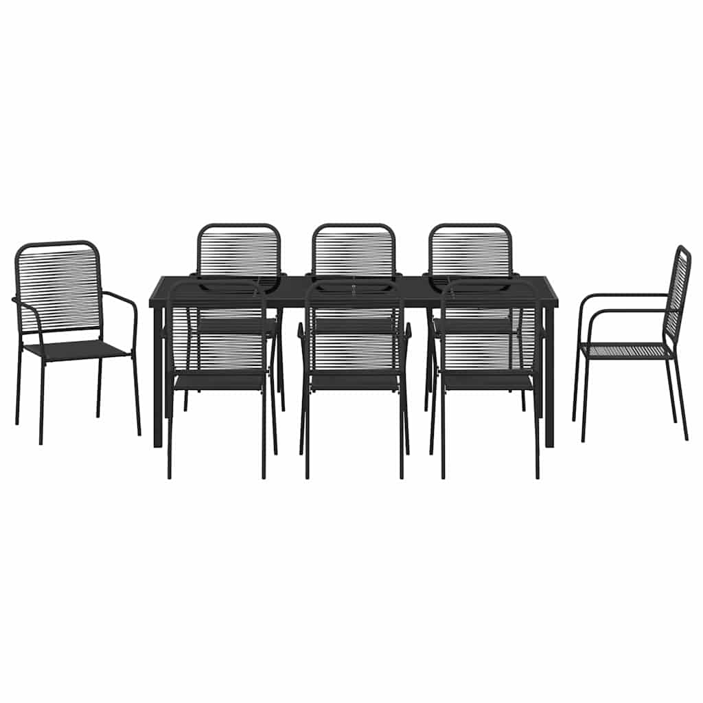 Garten Essgruppe 9 pcs Schwarz Pulverbeschichteter Stahl