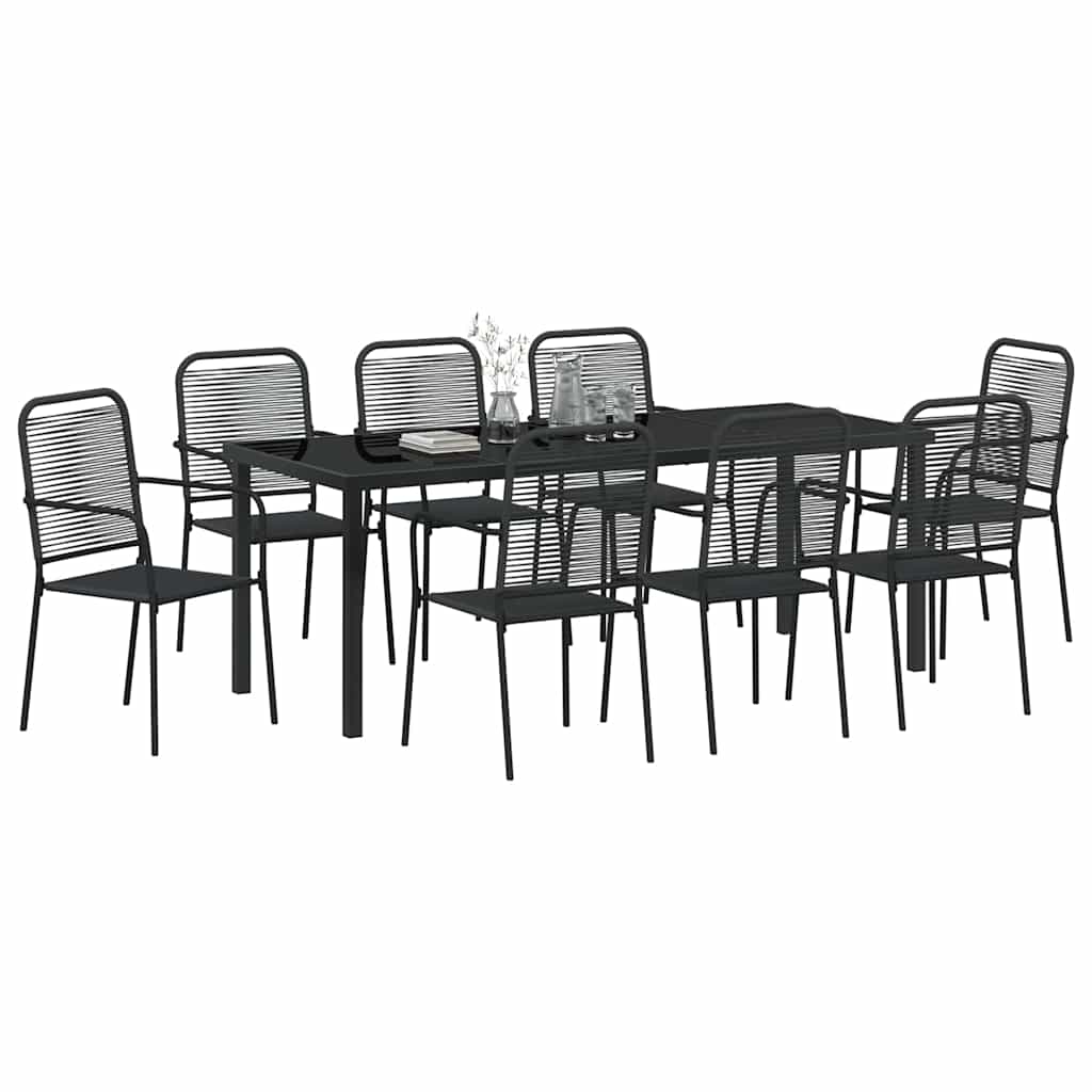 Garten Essgruppe 9 pcs Schwarz Pulverbeschichteter Stahl