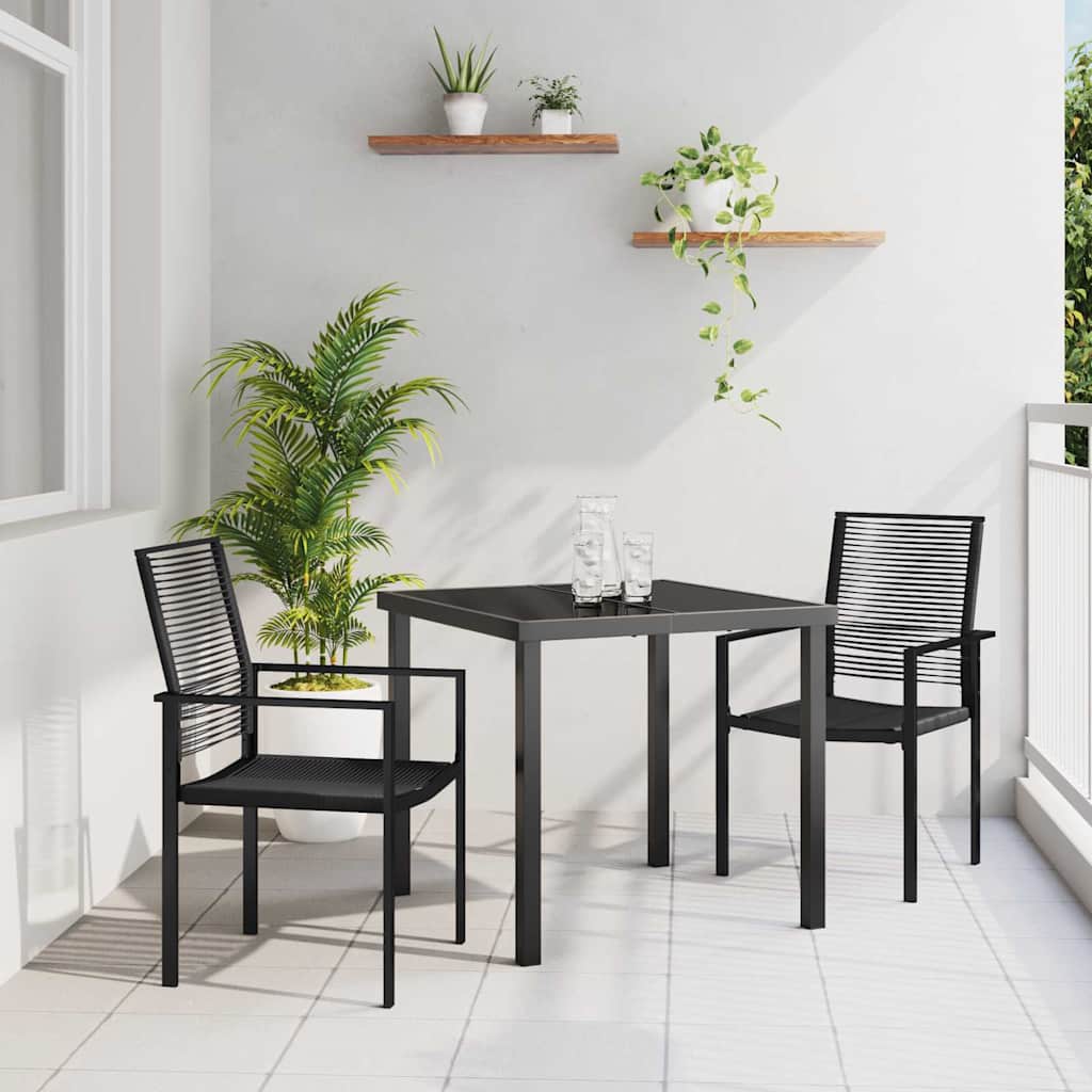 Garten Essgruppe 3 pcs Schwarz Pulverbeschichteter Stahl