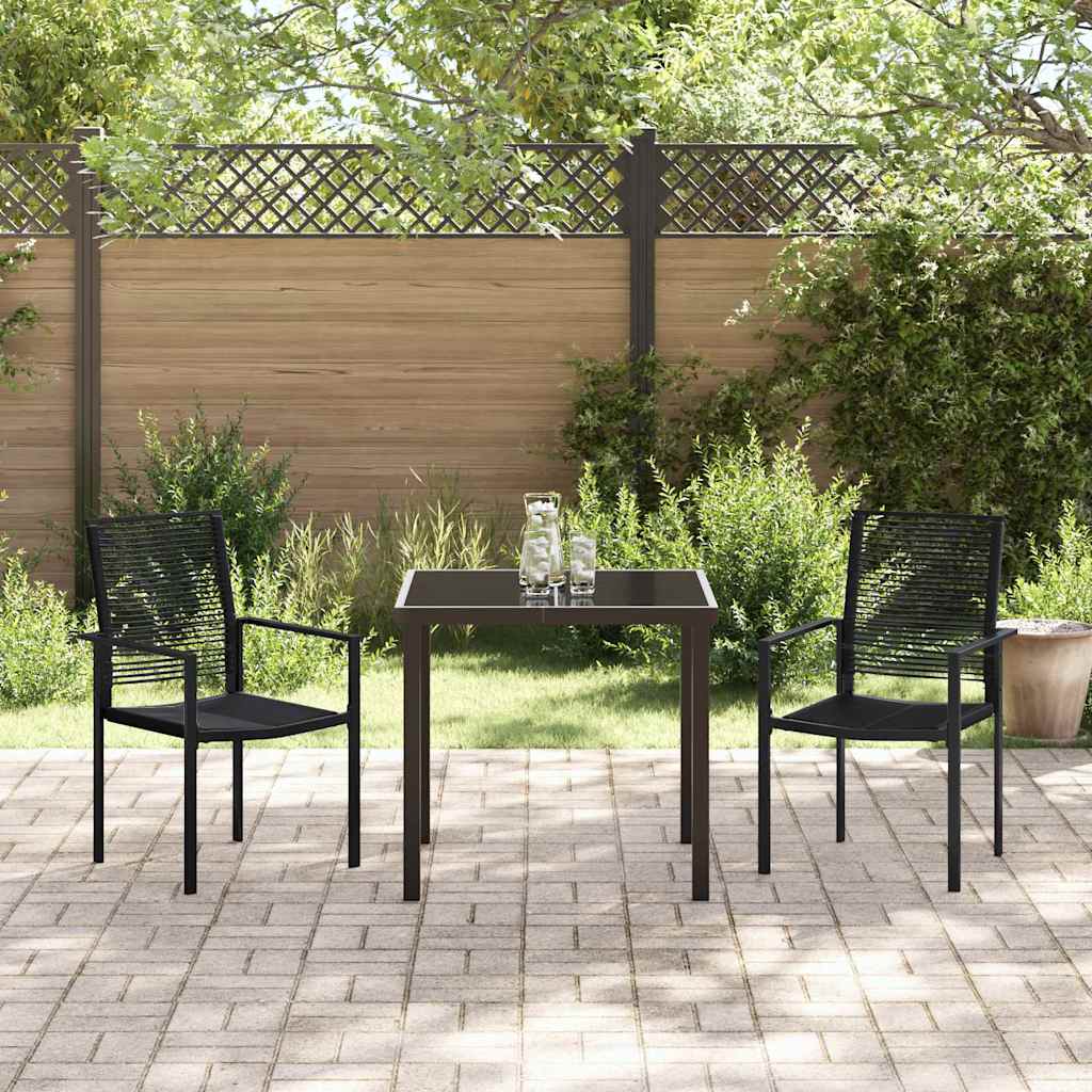 Garten Essgruppe 3 pcs Schwarz Pulverbeschichteter Stahl