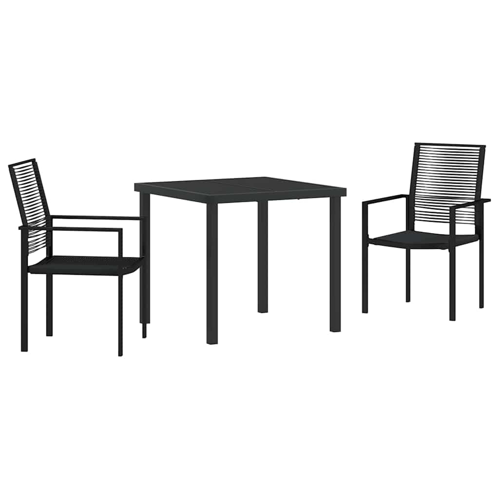 Garten Essgruppe 3 pcs Schwarz Pulverbeschichteter Stahl