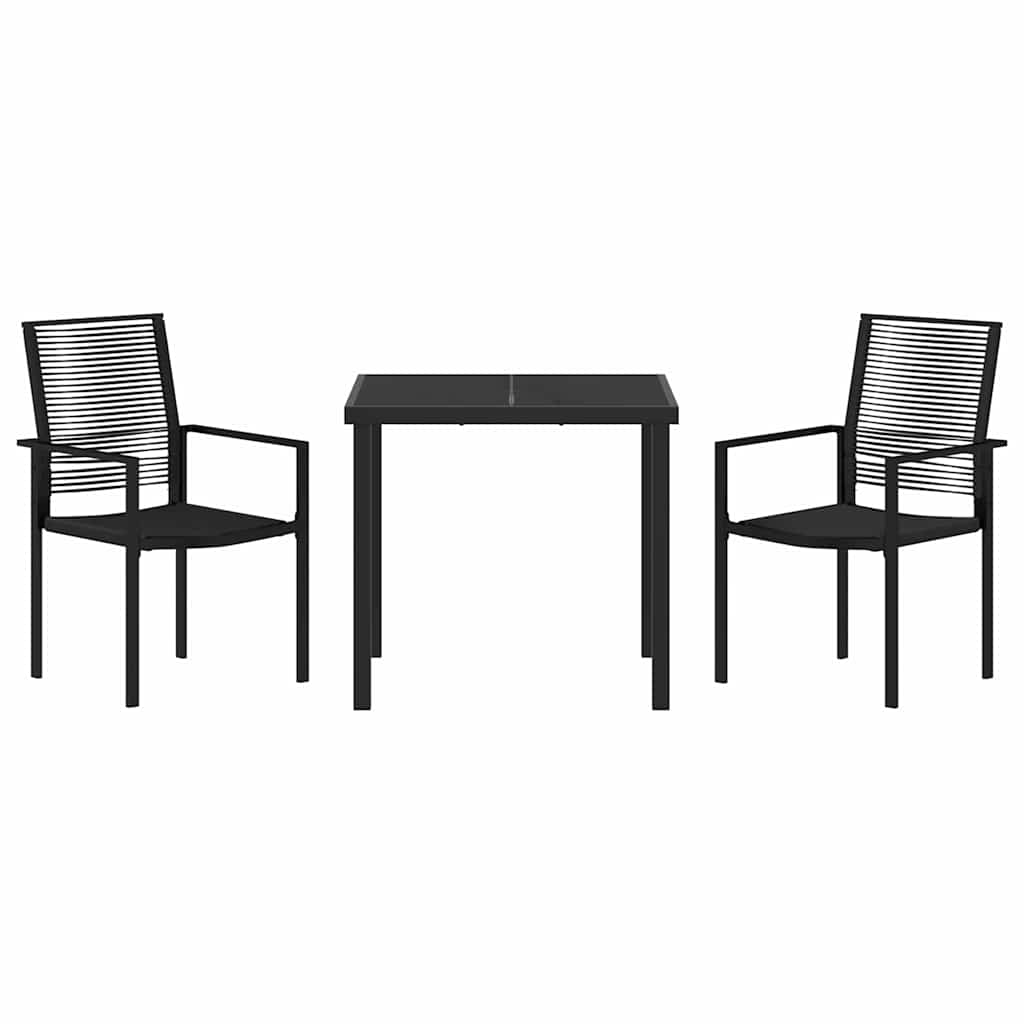 Garten Essgruppe 3 pcs Schwarz Pulverbeschichteter Stahl