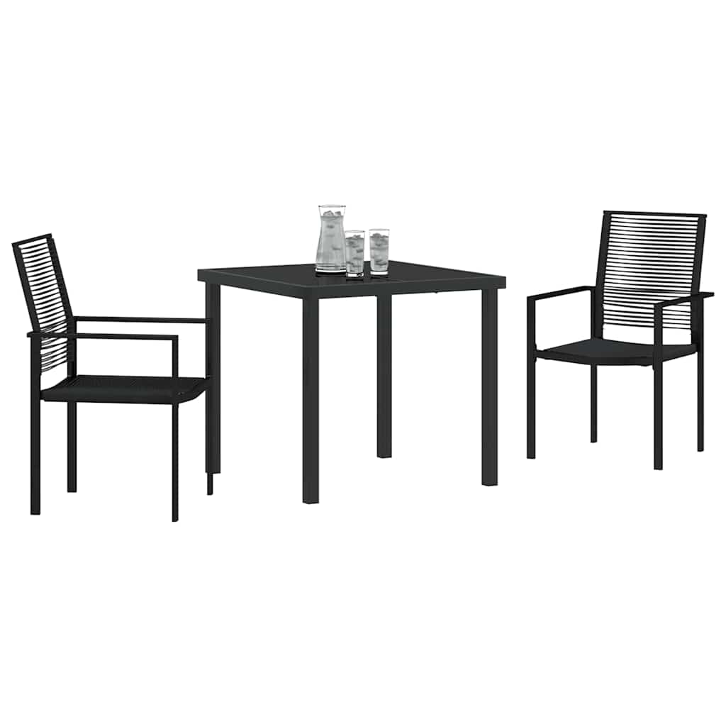 Garten Essgruppe 3 pcs Schwarz Pulverbeschichteter Stahl