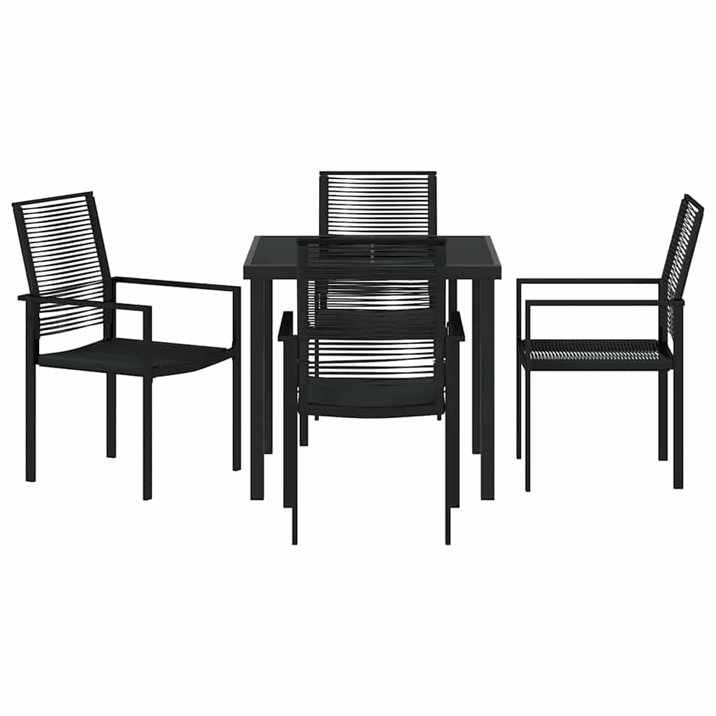 Garten Essgruppe 5 pcs Schwarz Pulverbeschichteter Stahl