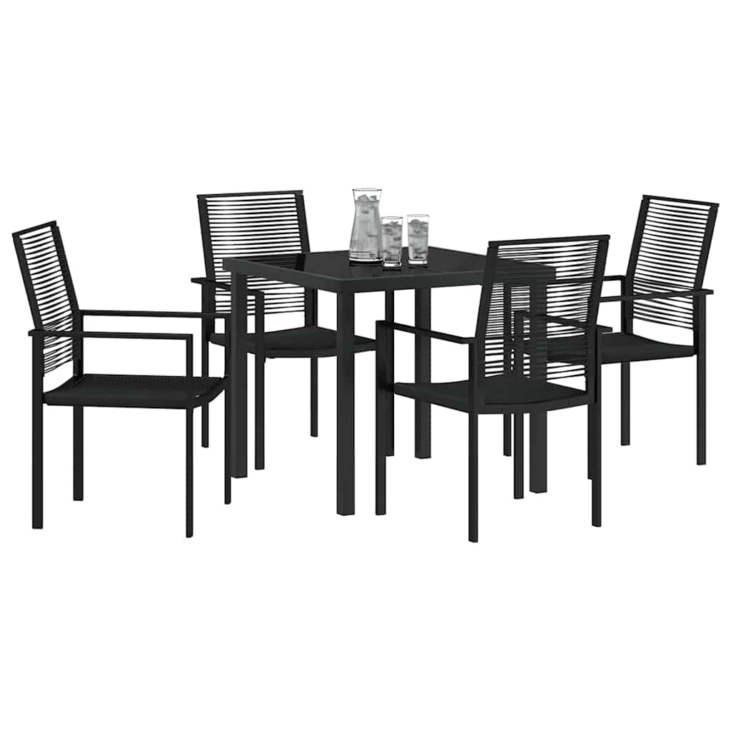 Garten Essgruppe 5 pcs Schwarz Pulverbeschichteter Stahl