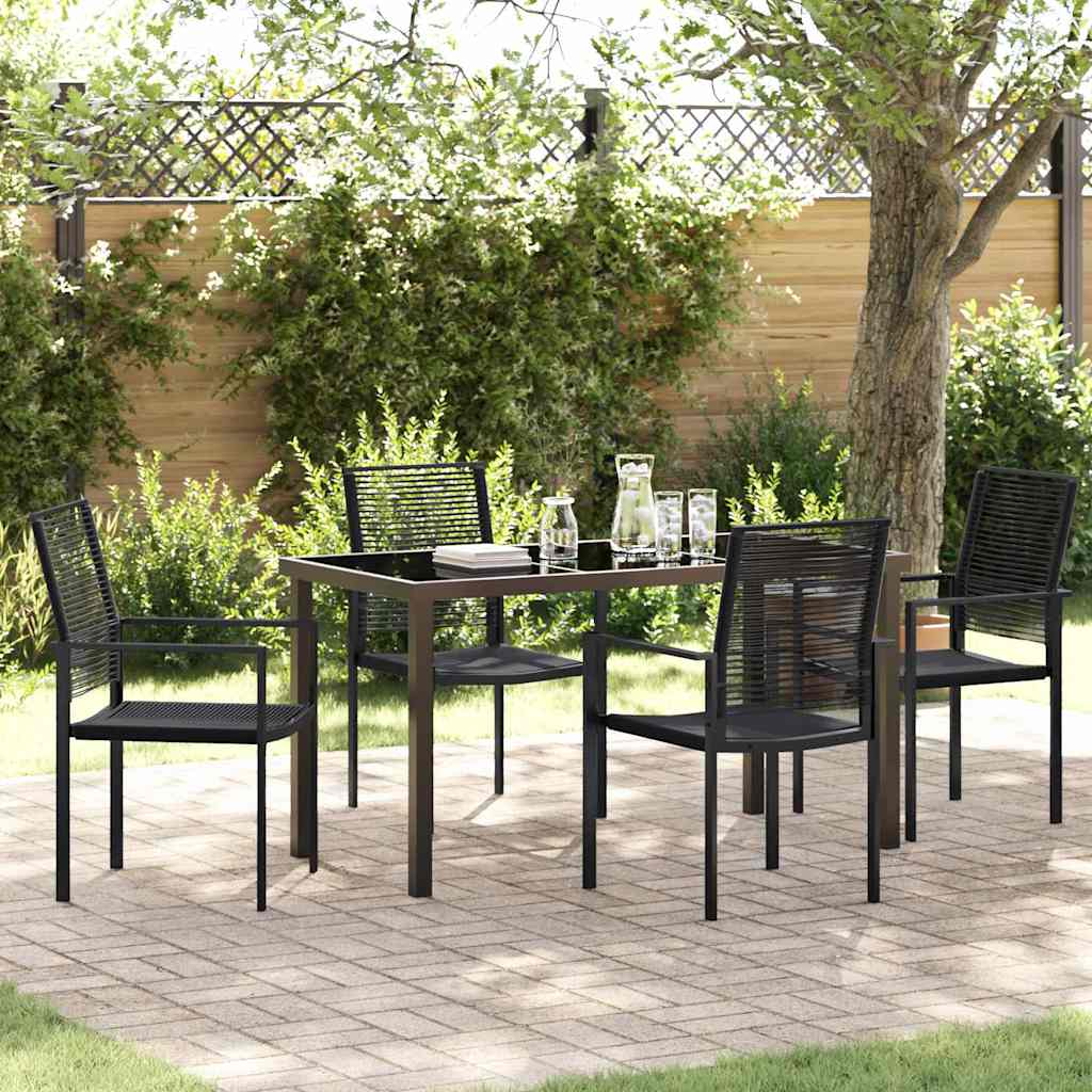 Garten Essgruppe 5 pcs Schwarz Pulverbeschichteter Stahl