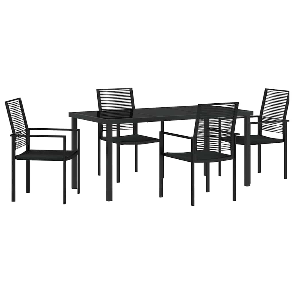 Garten Essgruppe 5 pcs Schwarz Pulverbeschichteter Stahl