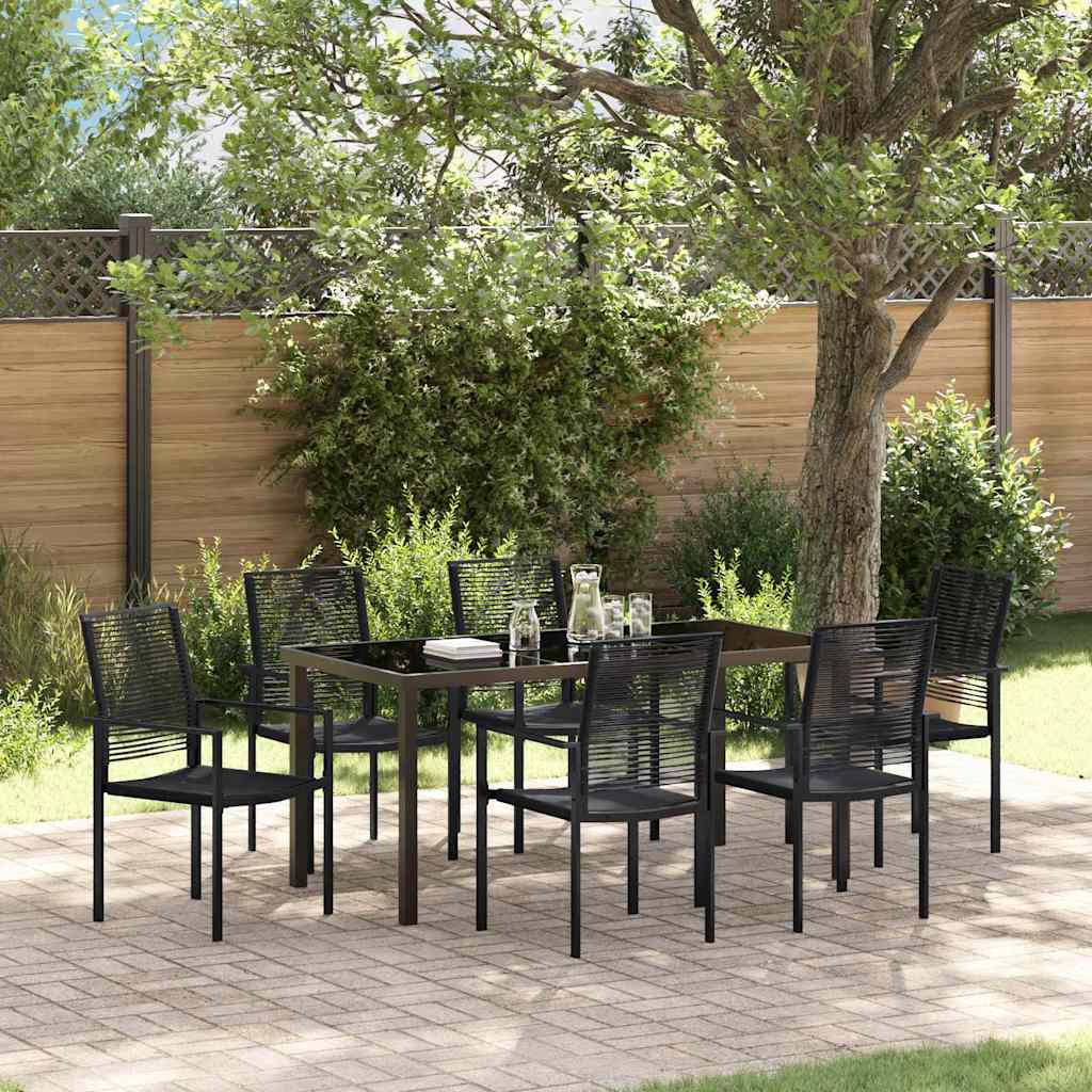 Garten Essgruppe 7 pcs Schwarz Pulverbeschichteter Stahl