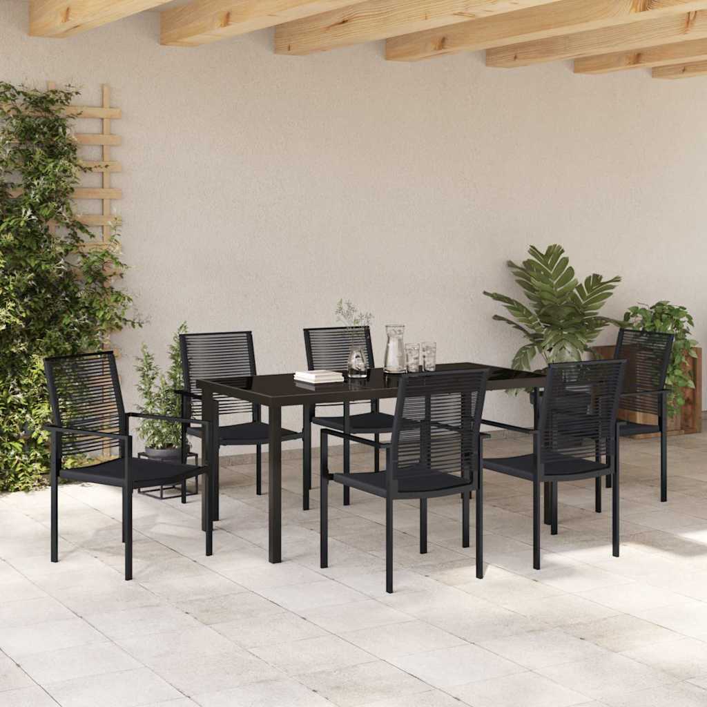 Garten Essgruppe 7 pcs Schwarz Pulverbeschichteter Stahl