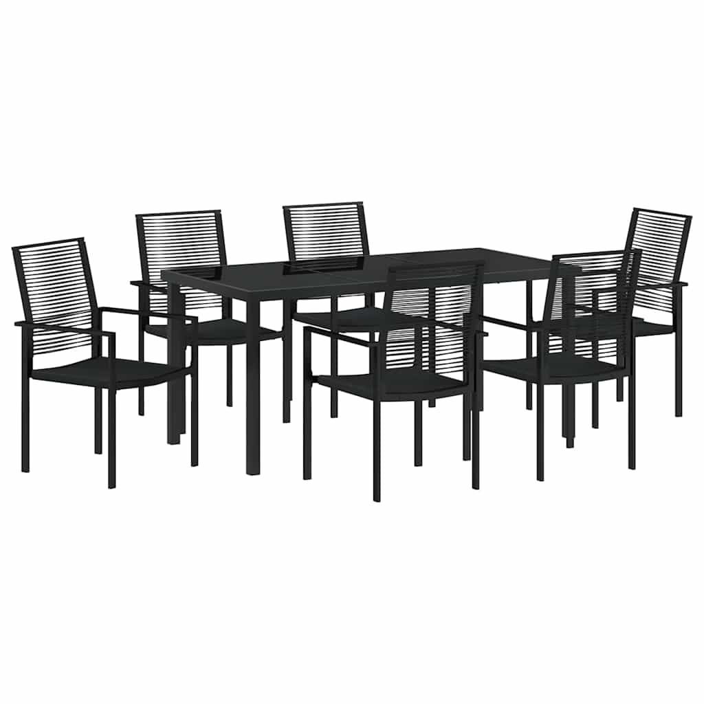 Garten Essgruppe 7 pcs Schwarz Pulverbeschichteter Stahl