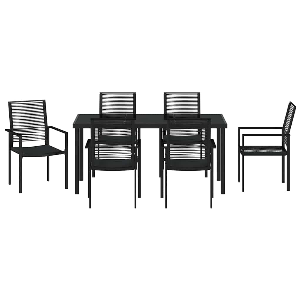 Garten Essgruppe 7 pcs Schwarz Pulverbeschichteter Stahl