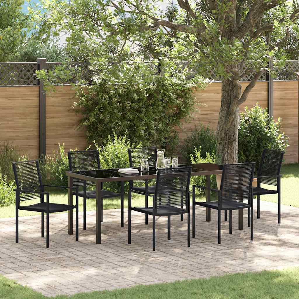 Garten Essgruppe 7 pcs Schwarz Pulverbeschichteter Stahl