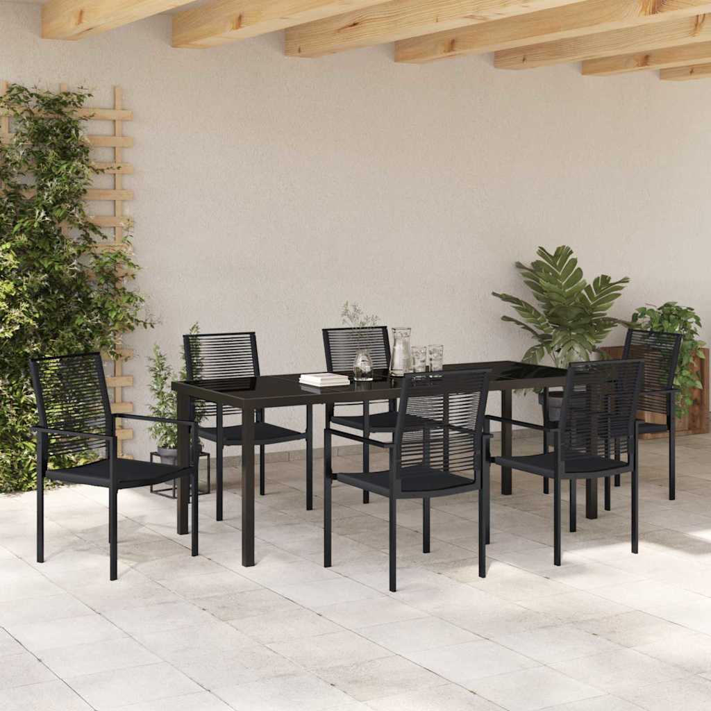 Garten Essgruppe 7 pcs Schwarz Pulverbeschichteter Stahl