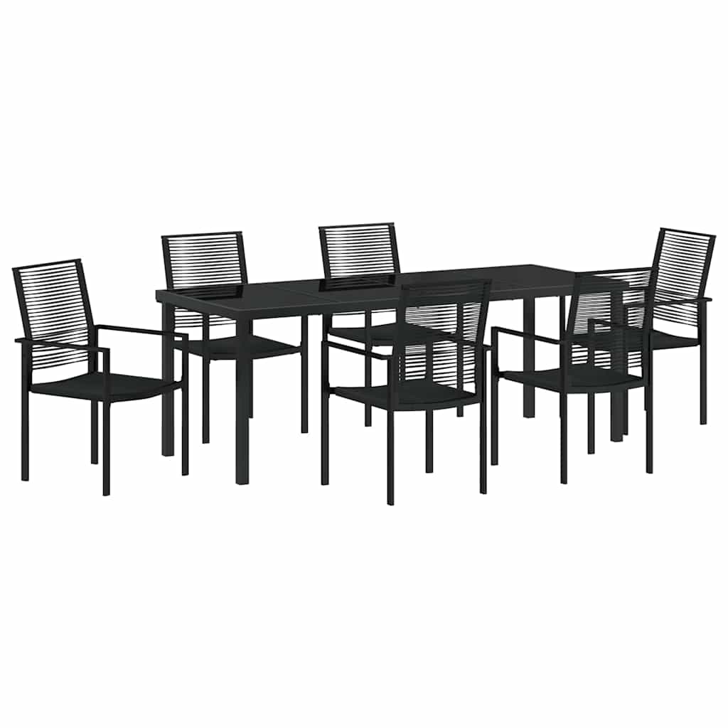 Garten Essgruppe 7 pcs Schwarz Pulverbeschichteter Stahl
