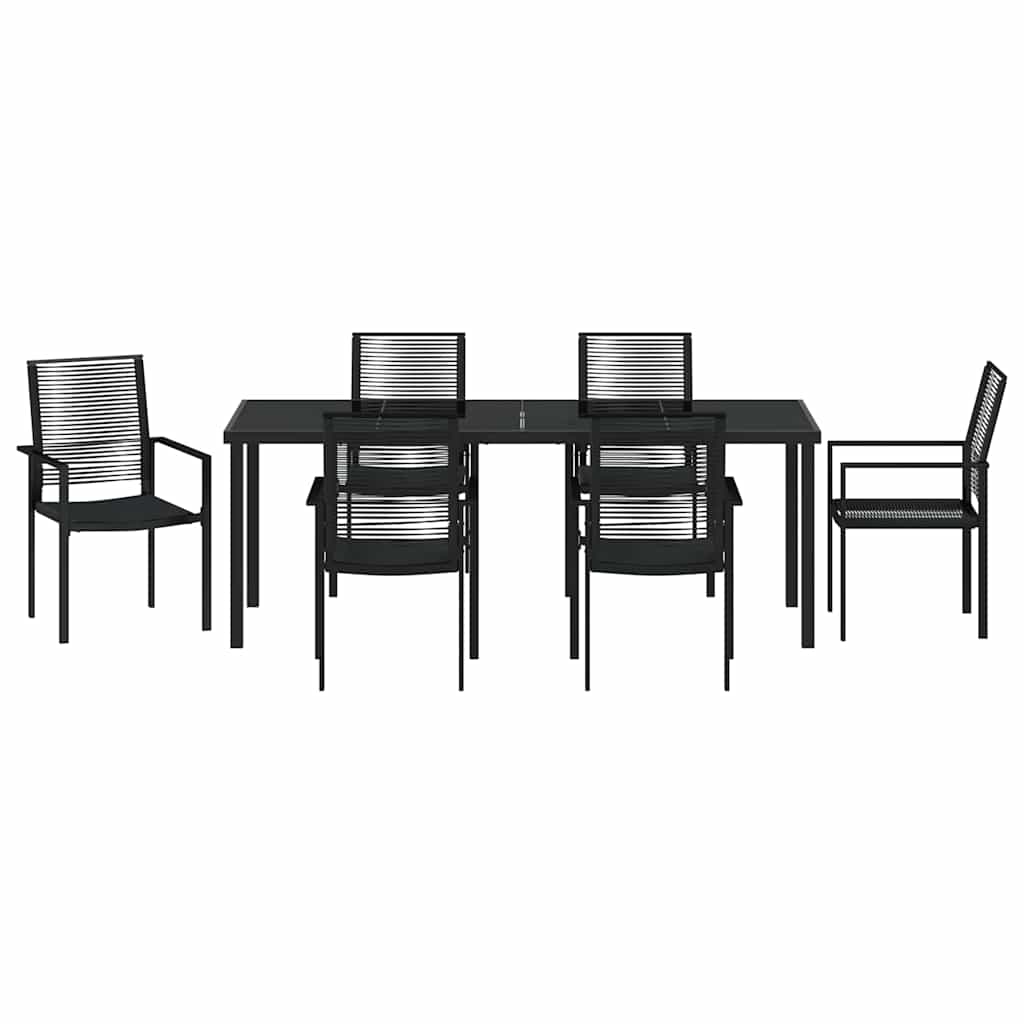 Garten Essgruppe 7 pcs Schwarz Pulverbeschichteter Stahl